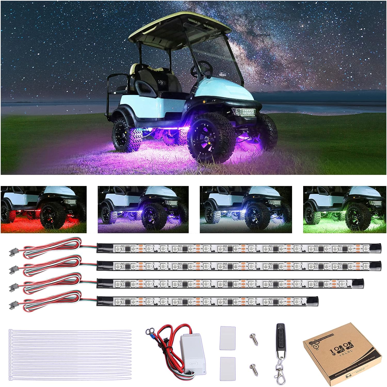 12V-66V Universal Golf Cart LED Light Strip Kit Light Bars and Light Strips - 10L0L