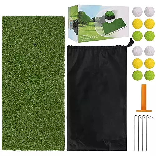 12x24 Golf Mat with 12 Foam Balls & Golf Tees - Golf Practice Mats