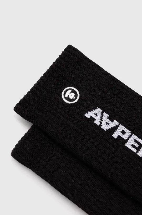 AAPE socks Rib men's black color AS04867