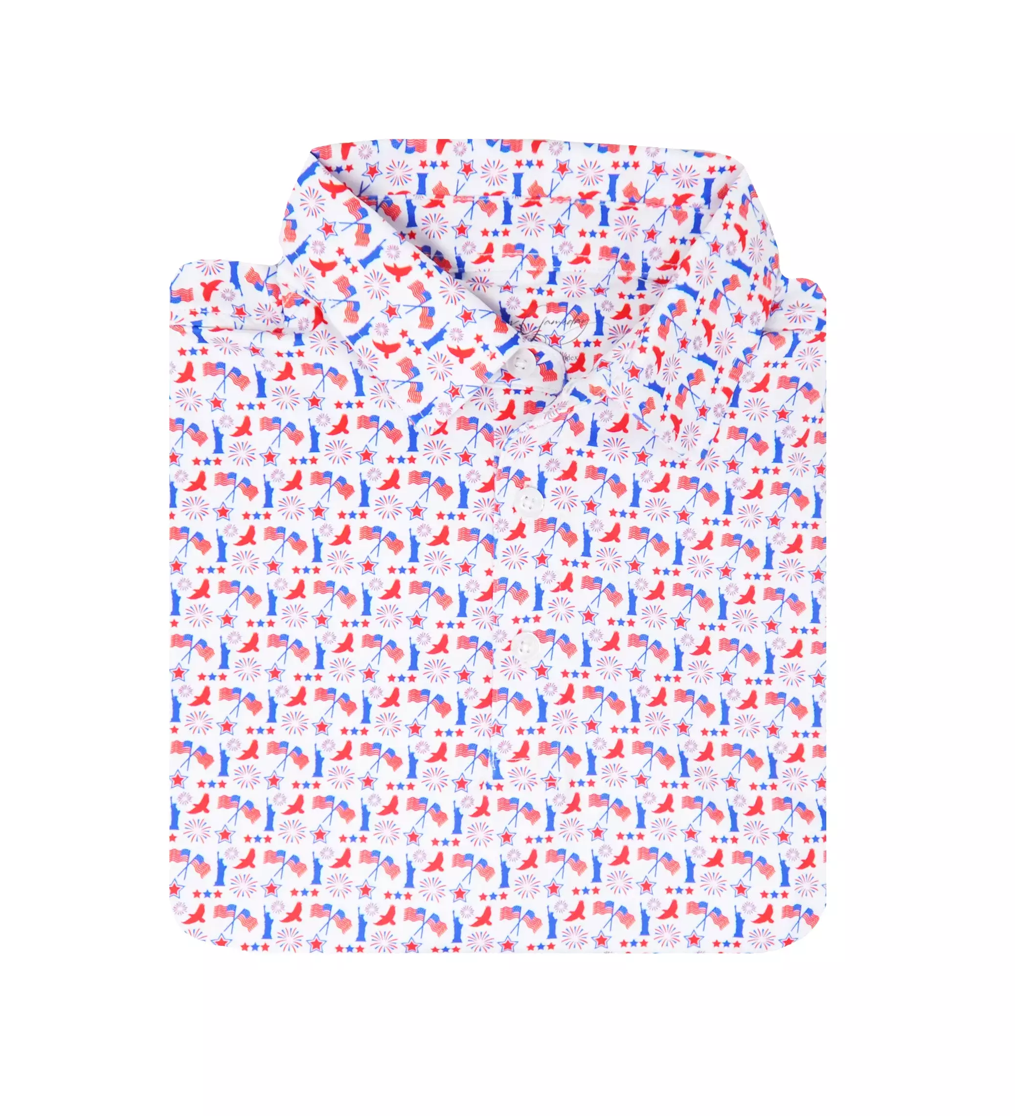 Albatross Polo - White w/ All-Over Americana Print