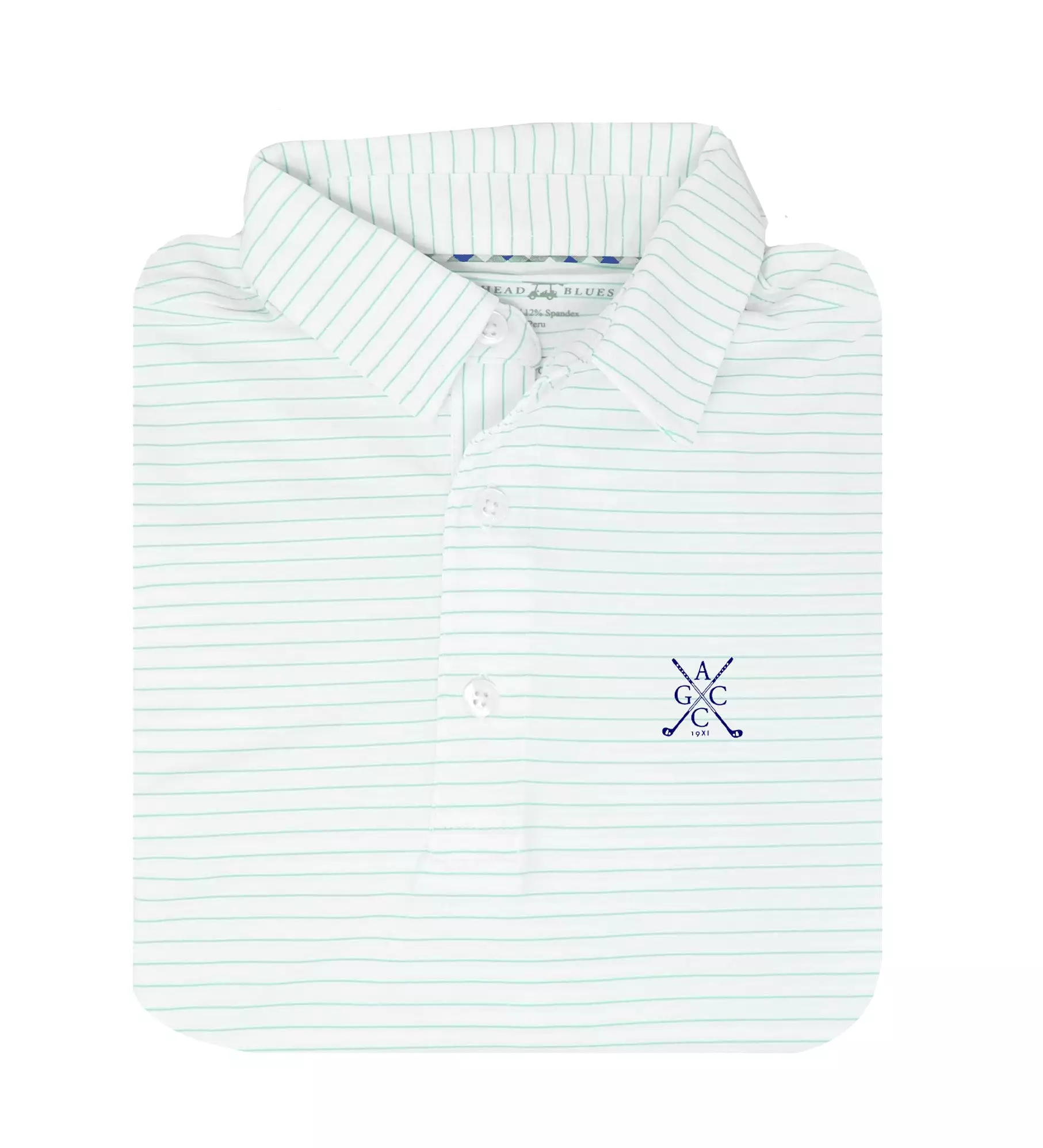 Ames CC - Albatross Polo- White w/ Seaglass Pinstripes