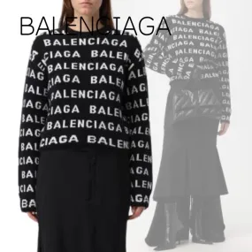 BALENCIAGA  |Crew Neck Monogram Casual Style Unisex Wool Street Style