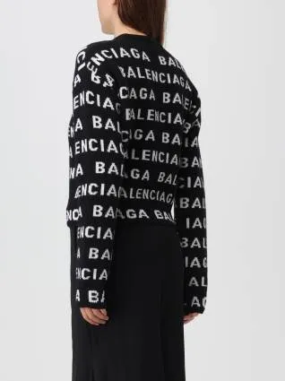 BALENCIAGA  |Crew Neck Monogram Casual Style Unisex Wool Street Style