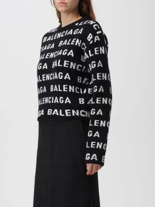 BALENCIAGA  |Crew Neck Monogram Casual Style Unisex Wool Street Style