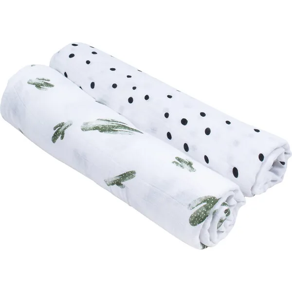 Bebe Au Lait Swaddle Blankets, Saguaro + Dottie