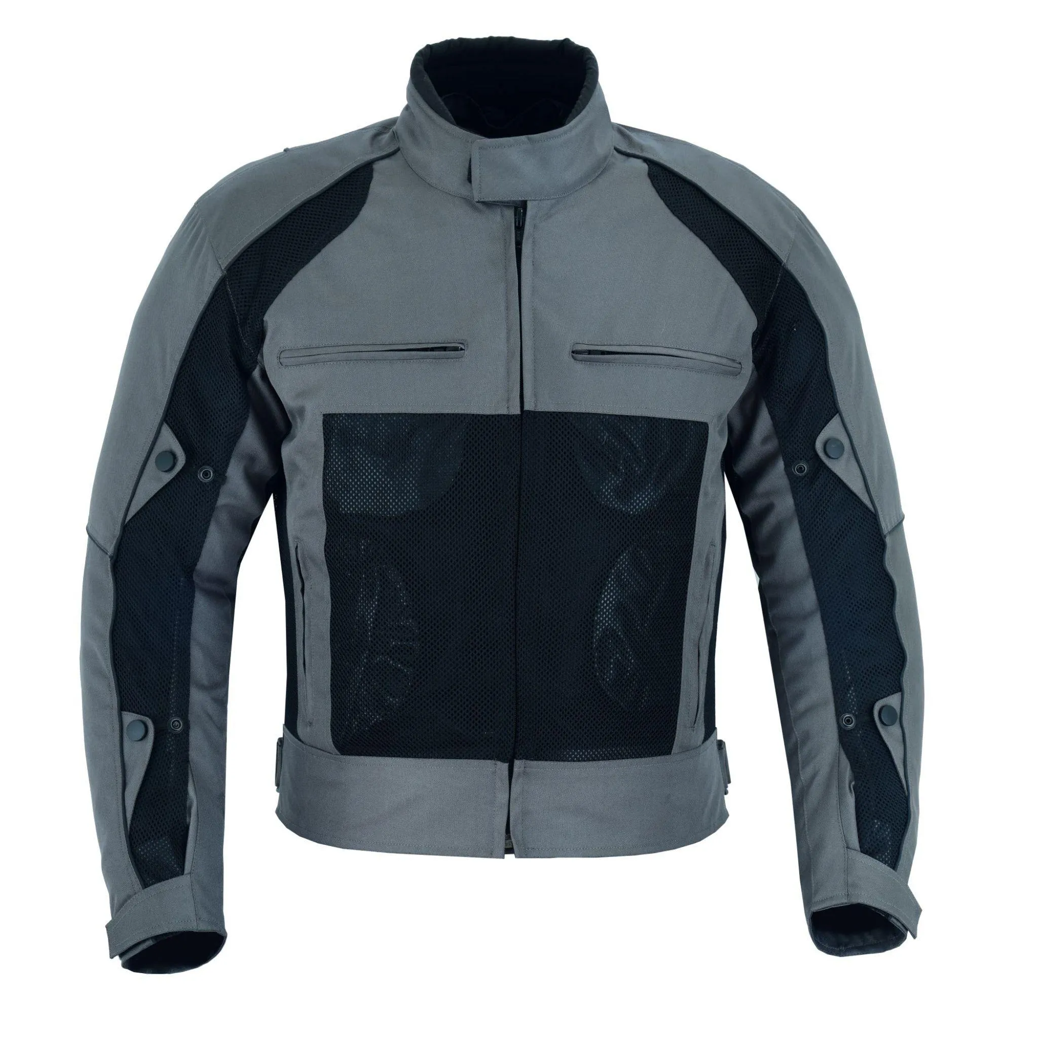 Biker Gear Pro Air Mesh Motorcycle Jacket for Men with CE Armour Breathable Waterproof - Black & Grey