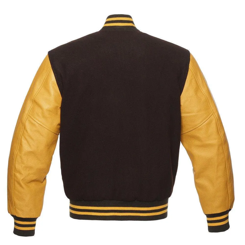 Biker Gear Pro Classic Hybrid Varsity Jacket University Letterman Bomber Jacket, Pure Wool & Original Cowhide Leather Jacket, Br