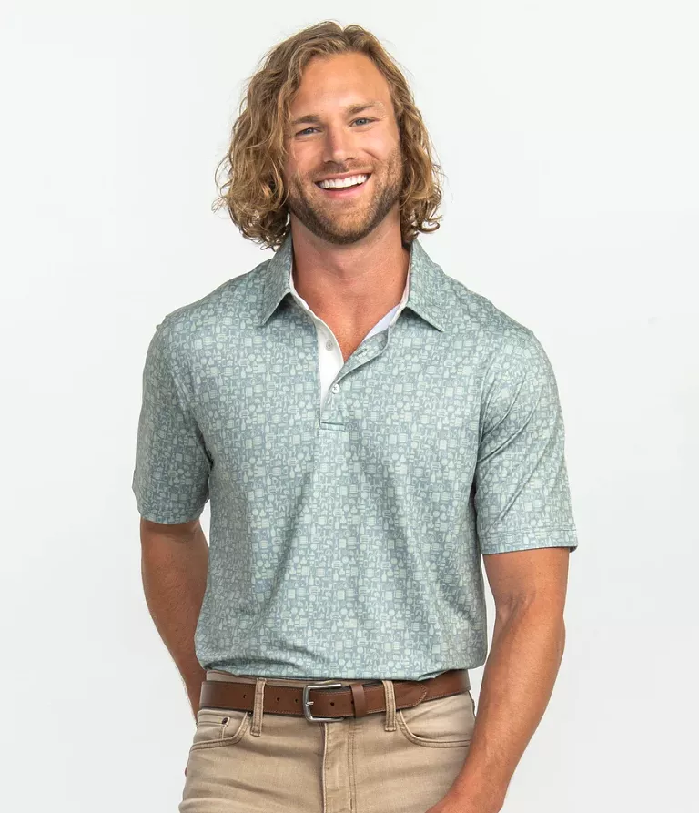 Bottoms Up Printed Polo Southern Shirt