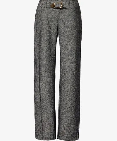 Brandon Maxwell Womens Graphite Dilone wide-leg brushed-twill wool-blend trousers