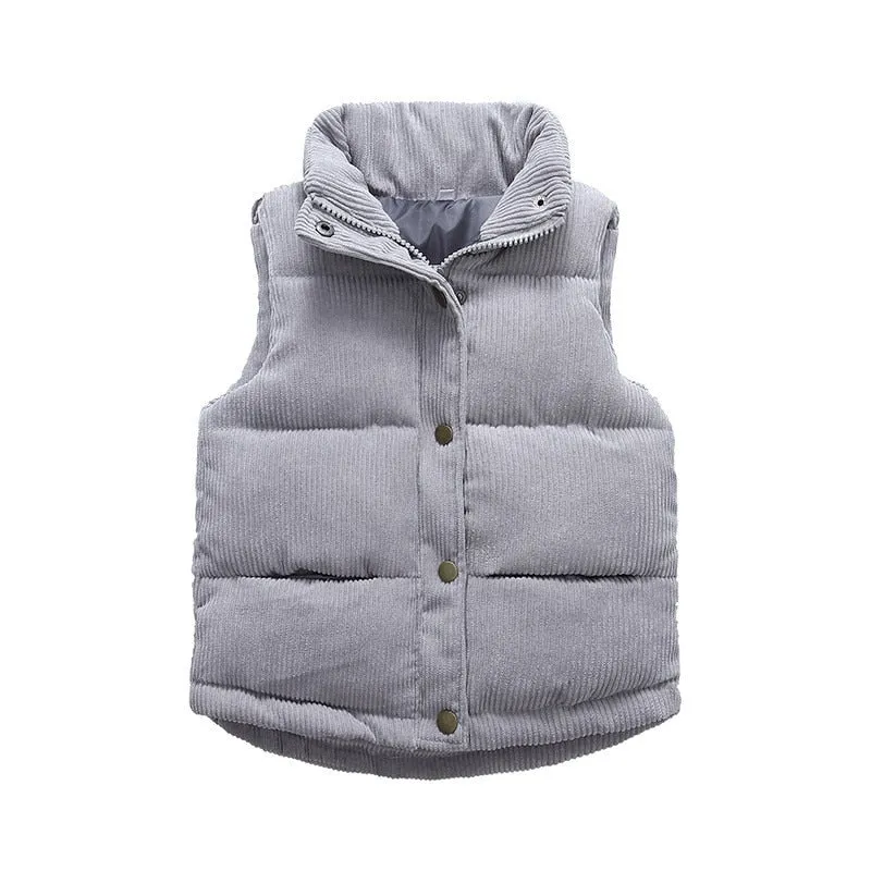 Corduroy Puffer Vest | Grey