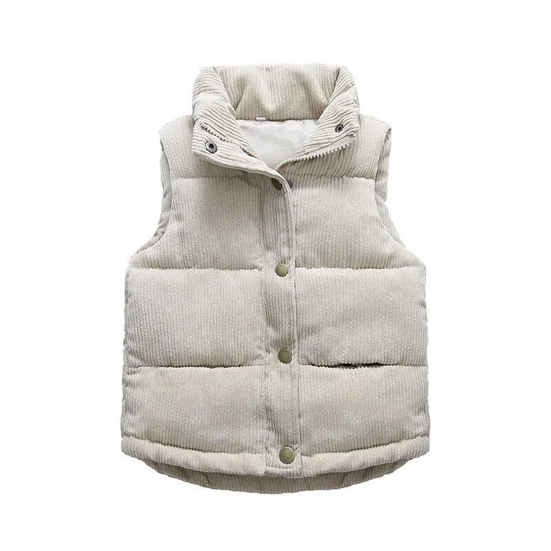 Corduroy Puffer Vest | Sand