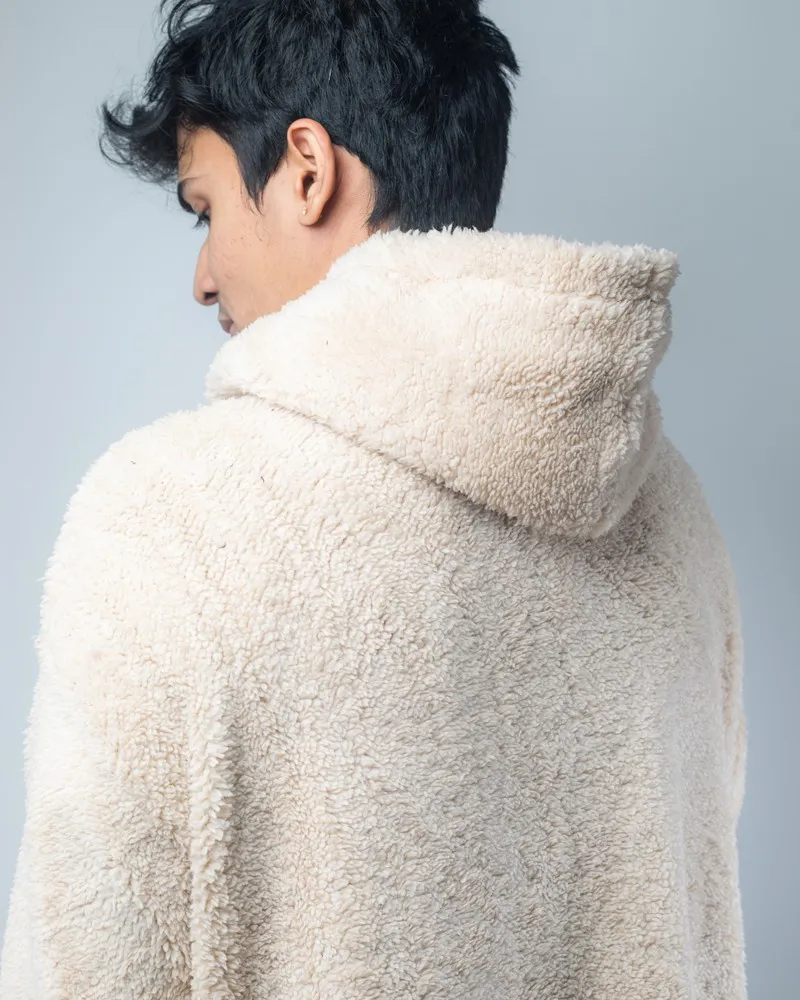 Cream Oversized Sherpa Hoodie Blankets