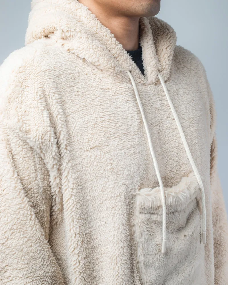 Cream Oversized Sherpa Hoodie Blankets