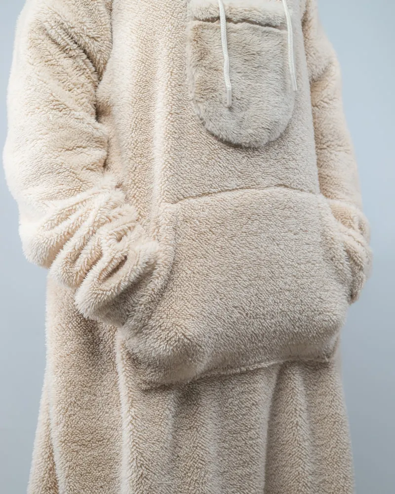 Cream Oversized Sherpa Hoodie Blankets