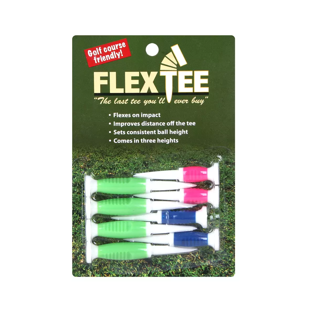 FlexTee Flexible Golf Tees - 8 Pack - Multi Heights