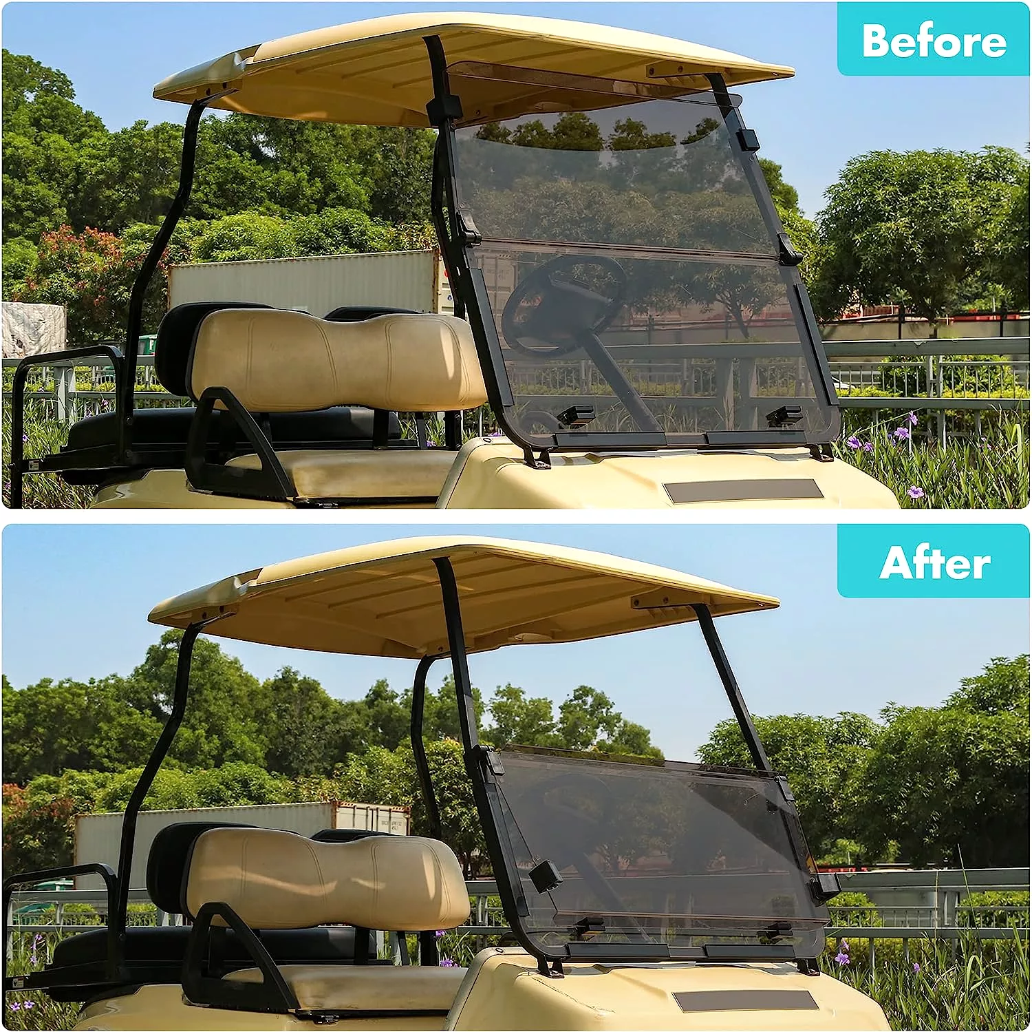 Foldable Sport Tinted Golf Cart Windshield for Club Car DS 1982-2000 - 10L0L