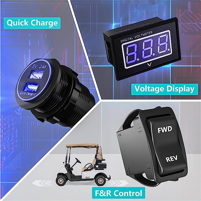 For EZGO Golf Cart Parts USB Charger Equipped with Forward Backward Switch - 10L0L