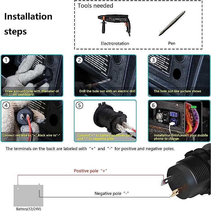 For EZGO Golf Cart Parts USB Charger Equipped with Forward Backward Switch - 10L0L