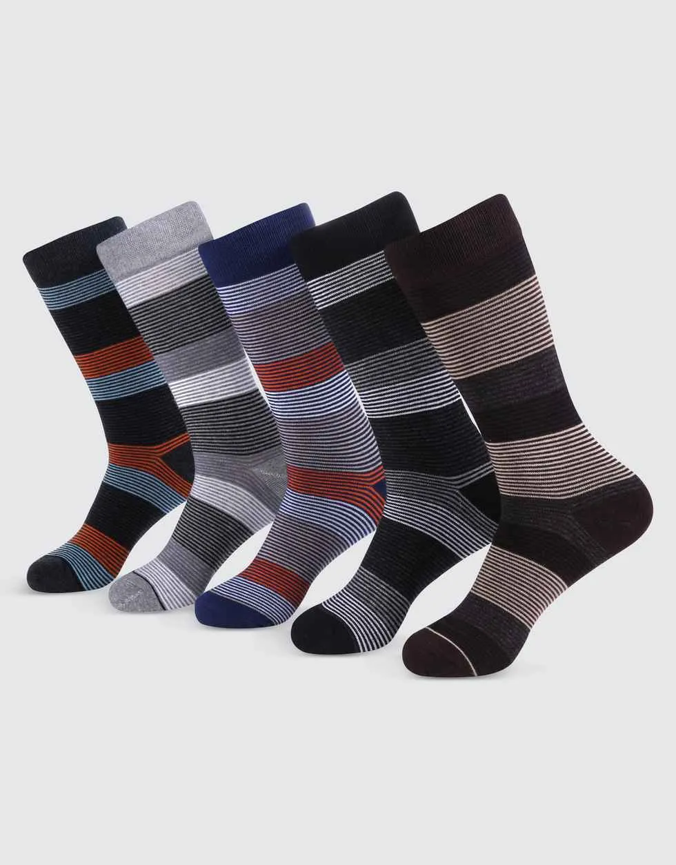 Genteel Striped Crew Socks 5 Pack