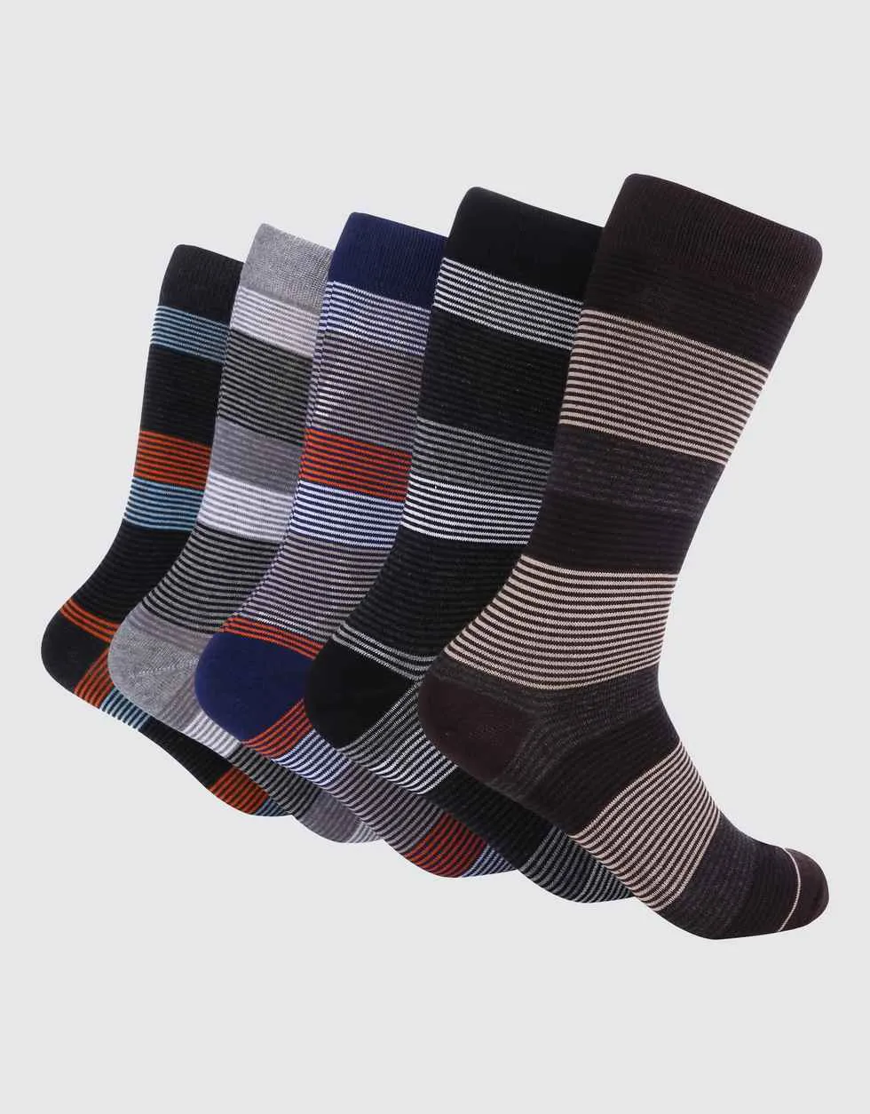 Genteel Striped Crew Socks 5 Pack