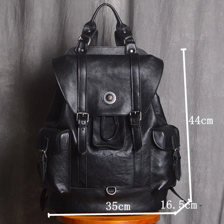 Genuine Leather Men European and American Fashion First Layer Travel Casual Computer Backpacks