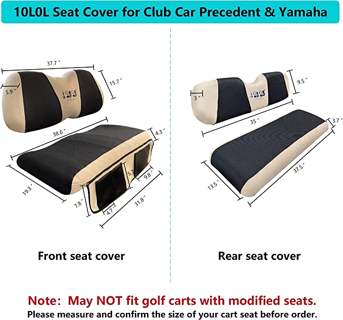 Golf Car Seat Covers (front and rear) for Club Car Precedent and Yamaha - 10L0L