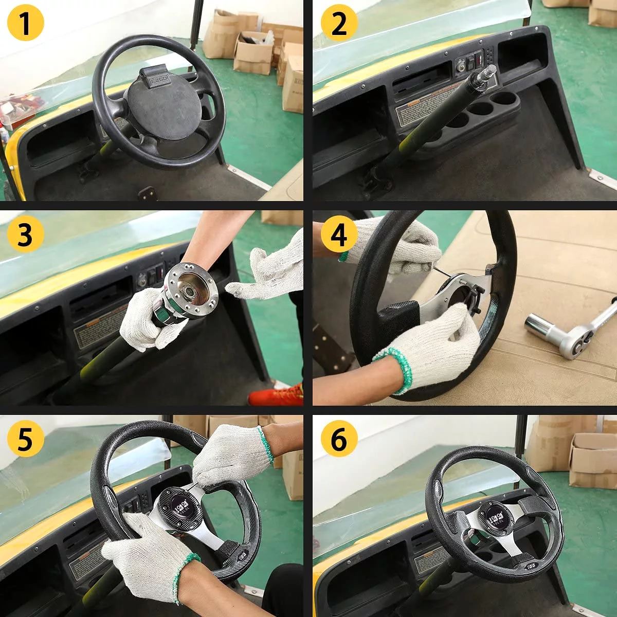 Golf Car Steering Wheel Suitable for EZGO Yamaha Club Car Various Models - 10L0L