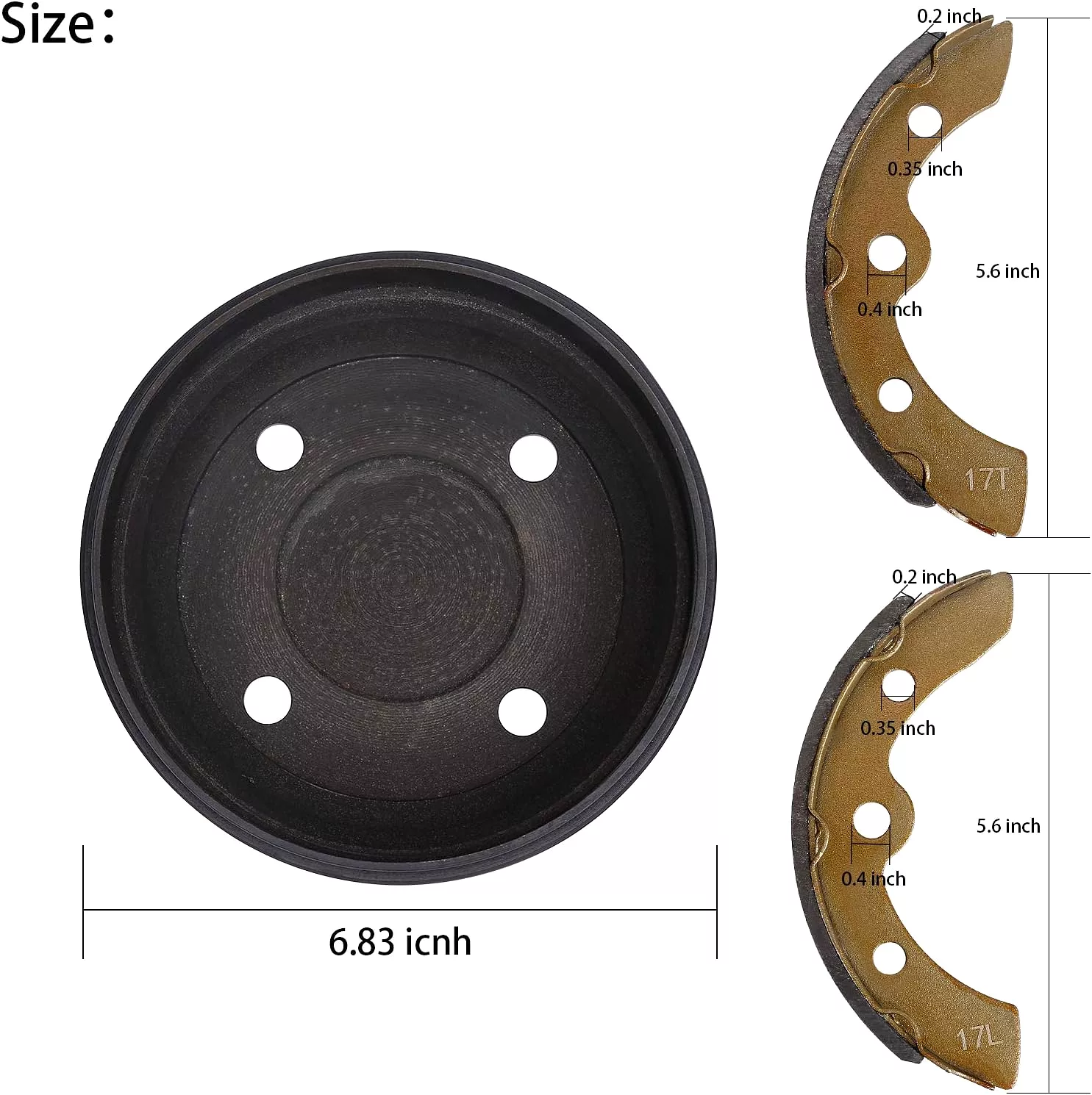 Golf Cart Brake Pads and Brake Drum Deluxe Set for Club Cart DS Precedent - 10L0L