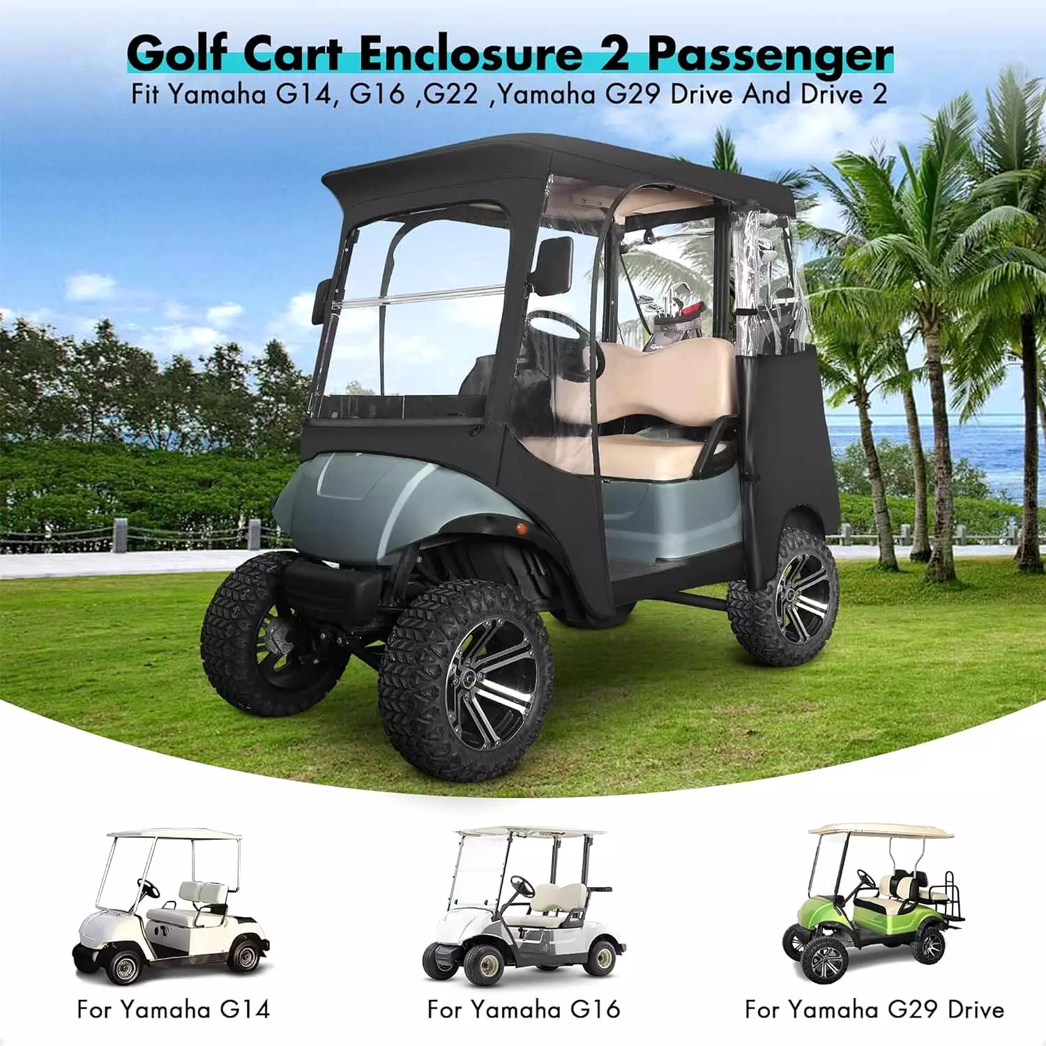 Golf Cart Cover with Door Rain Cover for Yamaha G14 G16 G22 G29 Drive 2 - 10L0L