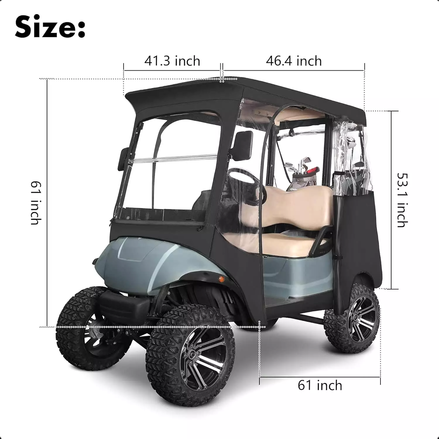 Golf Cart Cover with Door Rain Cover for Yamaha G14 G16 G22 G29 Drive 2 - 10L0L