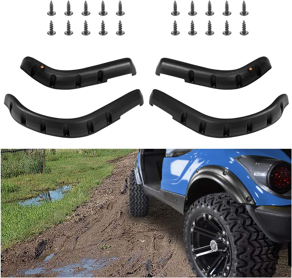 Golf Cart Fender Flares for EZGO TXT RXV/Club Car DS Precedent/Yamaha G29 - 10L0L