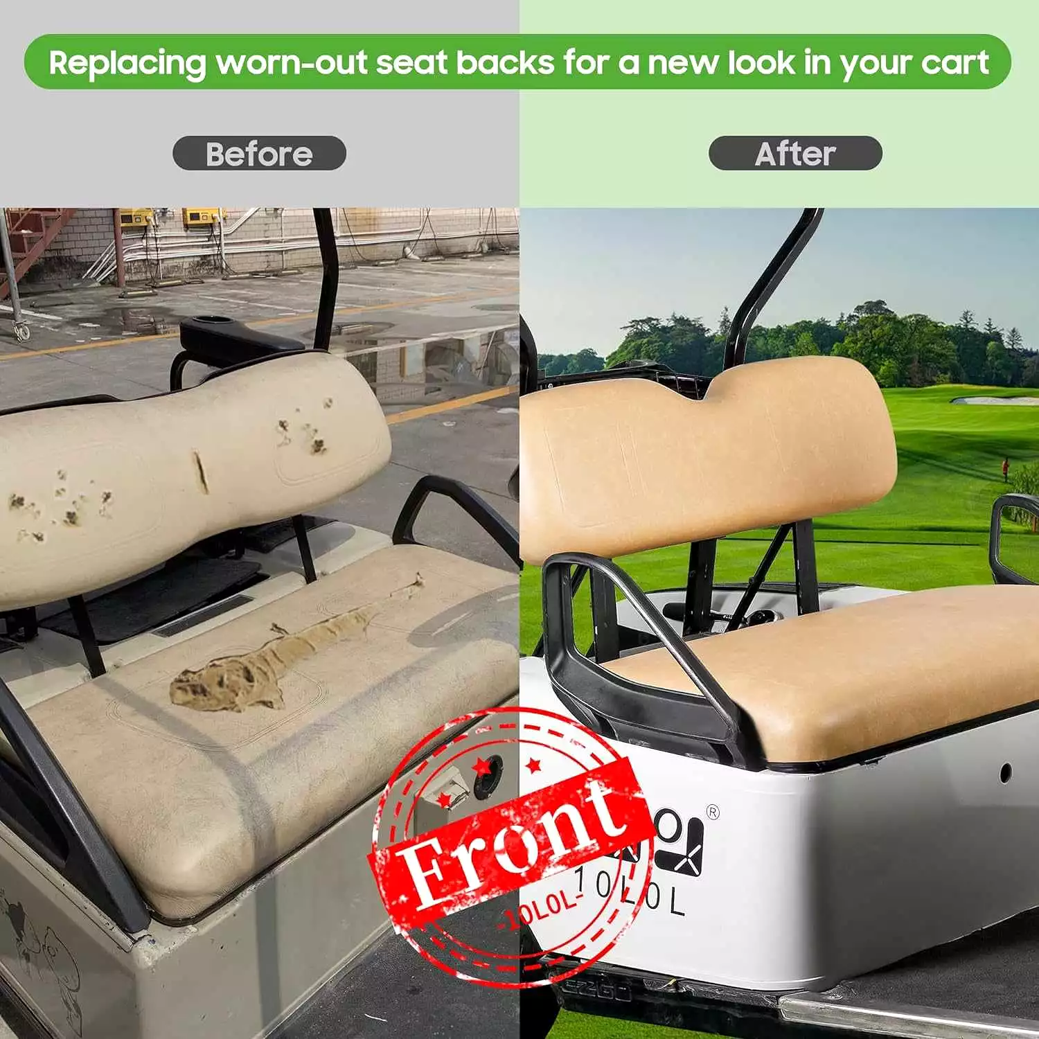 Golf Cart Front Cushion and Seat Back Replacement Kit for EZGO TXT - 10L0L