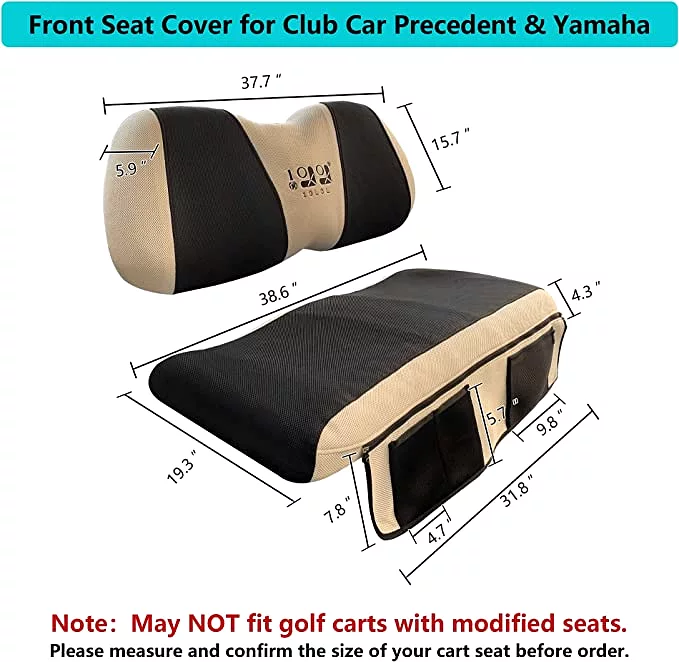 Golf Cart Front Seat Cover for Yamaha G1, G22, G29 & Club Car Precedent  - 10L0L