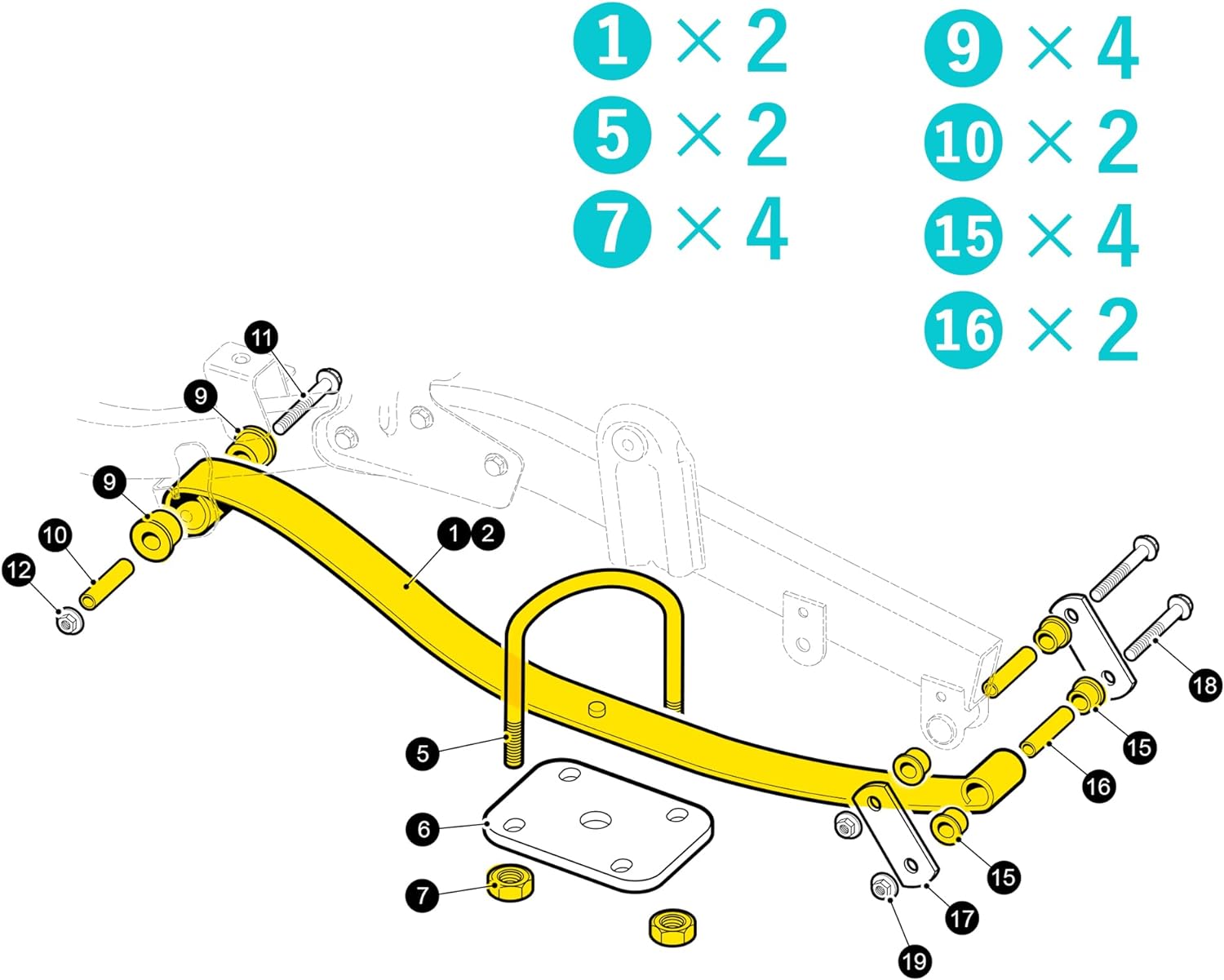 Golf cart leaf spring 2 leaf heavy duty rear spring kit for EZGO RXV 2008-up - 10L0L