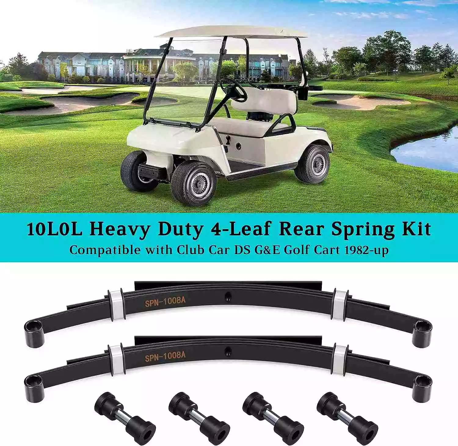 Golf Cart Rear Heavy Duty 4-Leaf Springs Kit for Club Car DS 1982-up - 10L0L