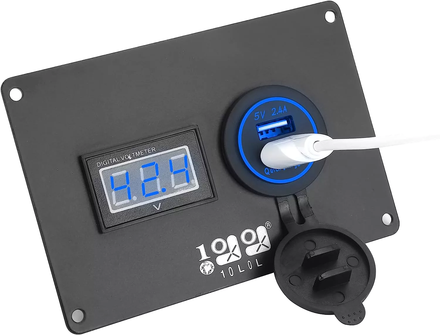 Golf Cart Volt Meter and USB Port 2-in-1 Panel with 3.0 Fast Charging - 10L0L