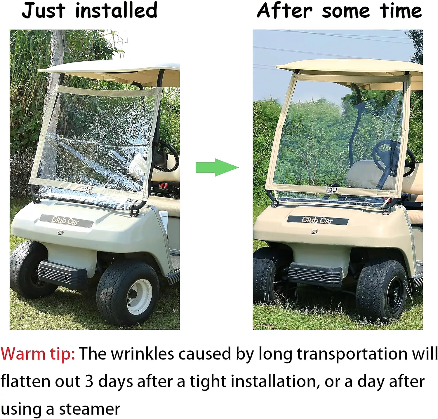 Golf Cart Windshield Fits Club Car DS Golf Cart Lightweight Foldable - 10L0L