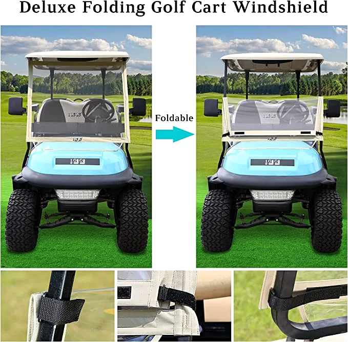 Golf Cart Windshield for Club Car Precedent, Portable Foldable PVC Clear Windshield - 10L0L