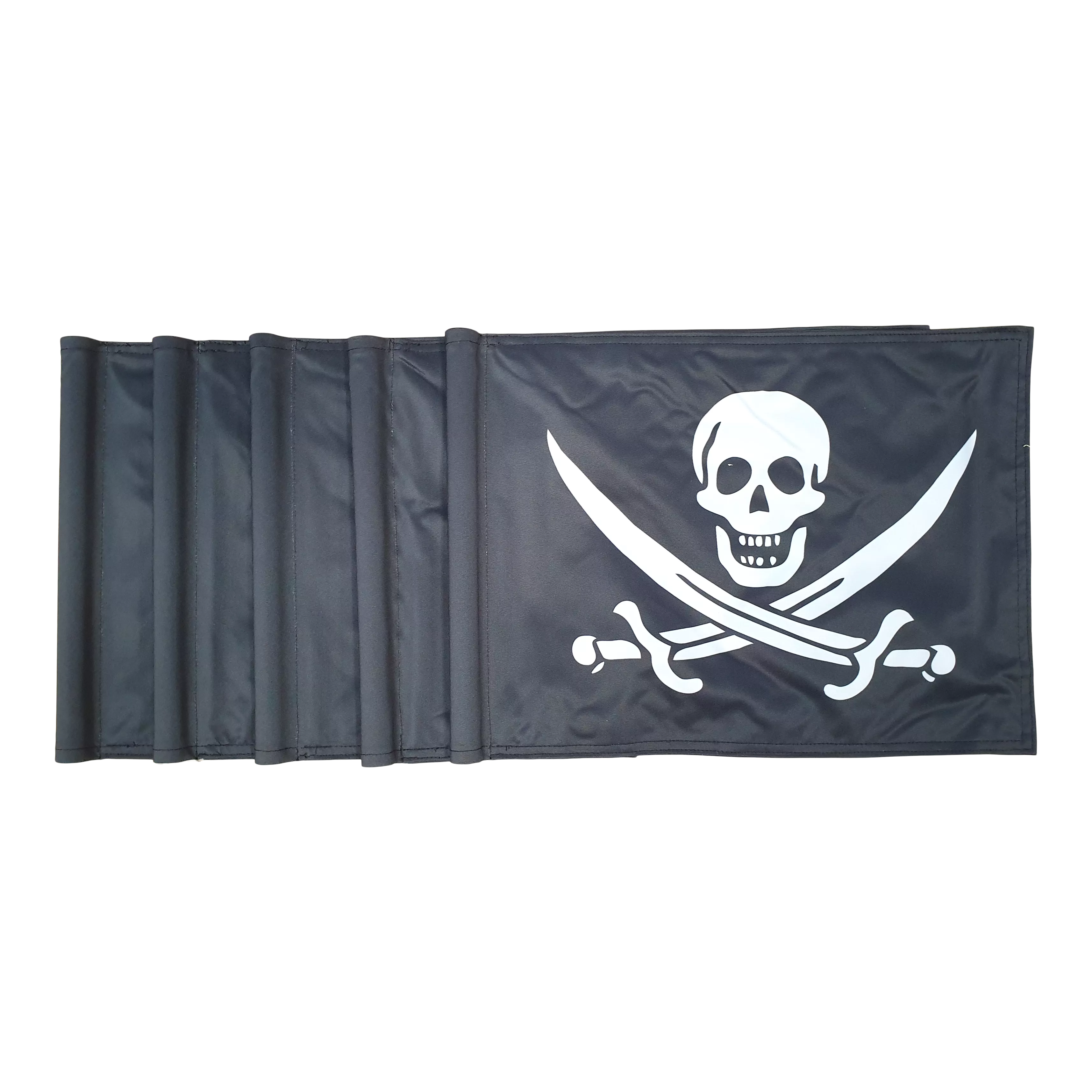 Golfflag, sort med hvidt piratlogo, 200 gram flagdug