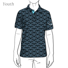 Iwa Flock Charcoal Sky - OGA Youth Polo - Charcoal / Sky Blue