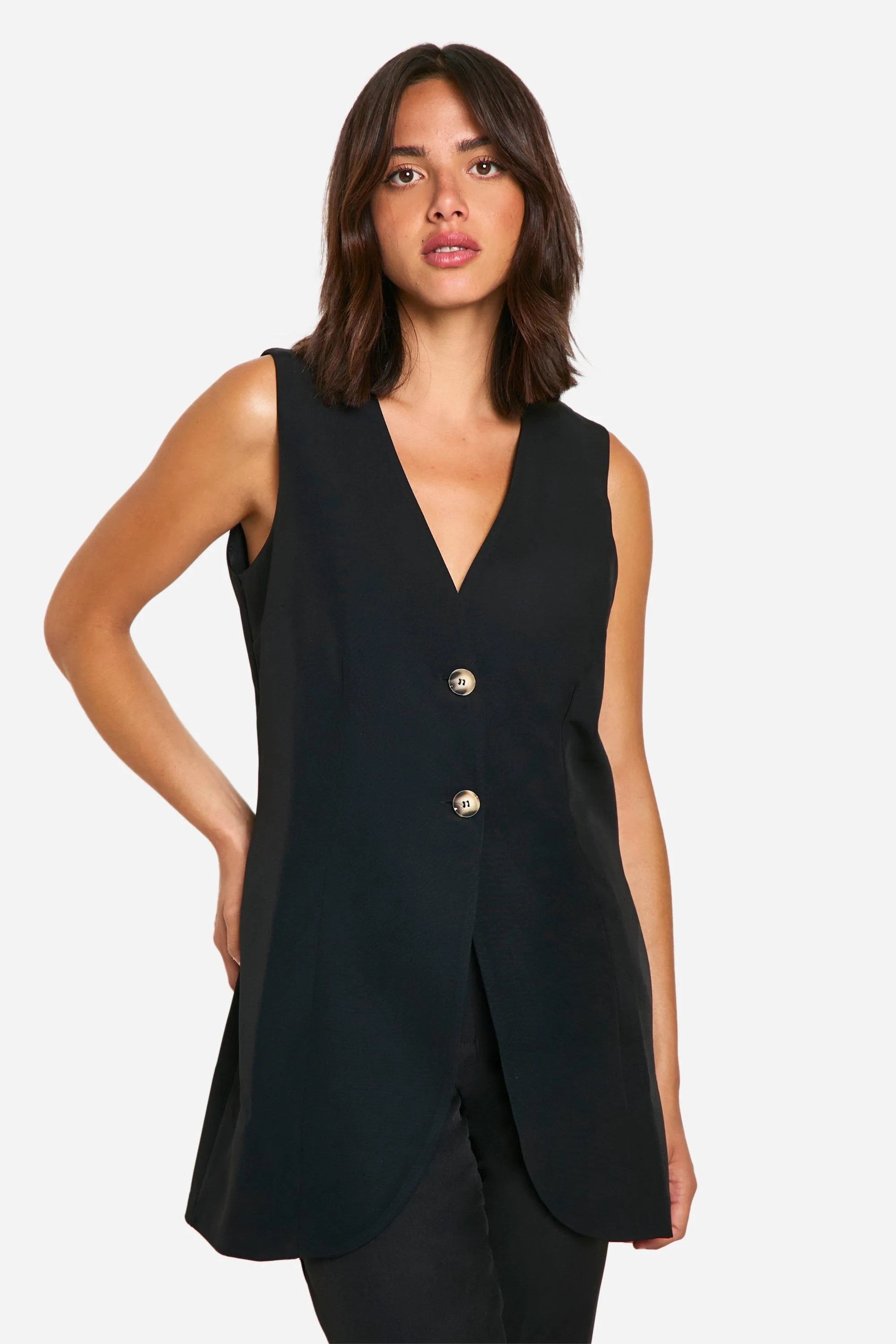 Jackets & Coats | Longline Mock Horn Button Waistcoat | boohoo