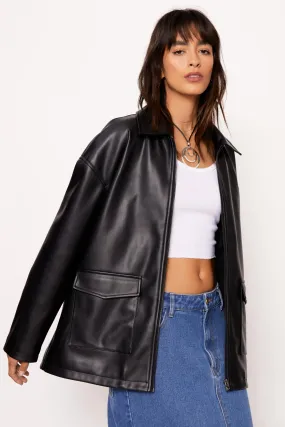 Jackets & Coats | Pocket Detail Faux Leather Jacket | NastyGal