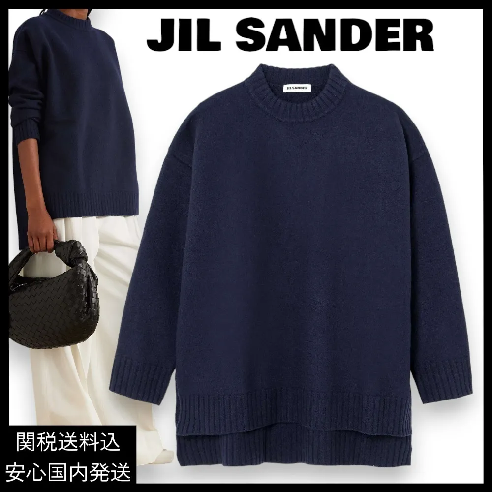 Jil Sander  |Casual Style Wool Street Style U-Neck Long Sleeves Plain