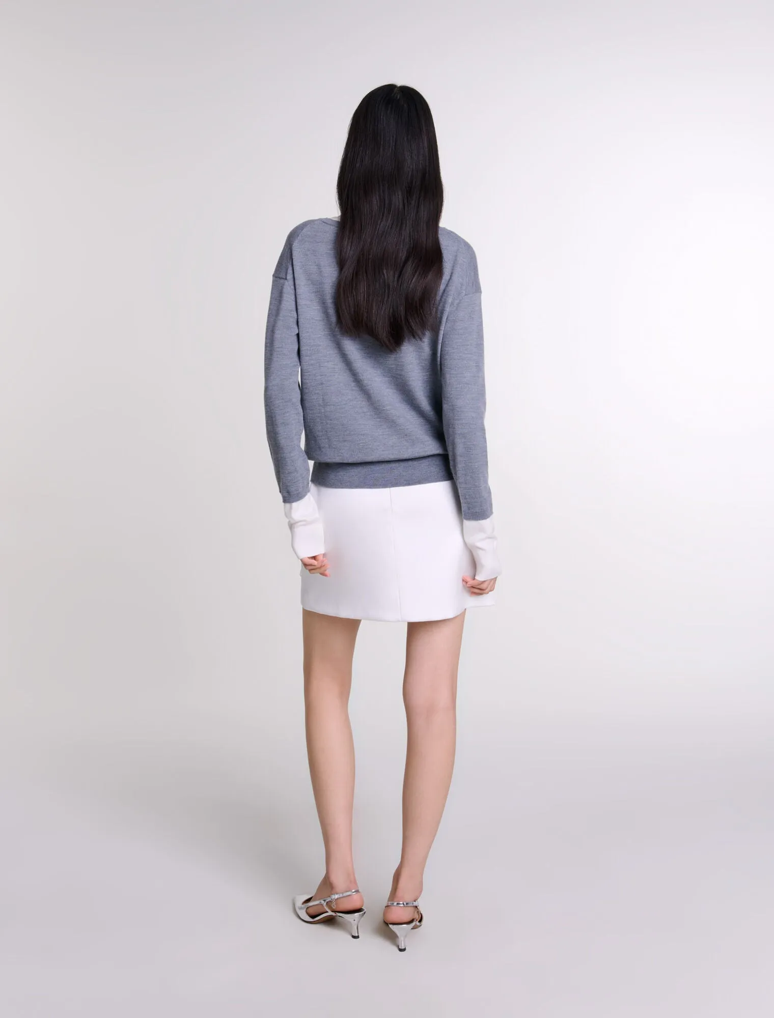 Layered wool-blend jumper