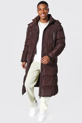 Longline Duvet Puffer With Zips | boohooMAN UK