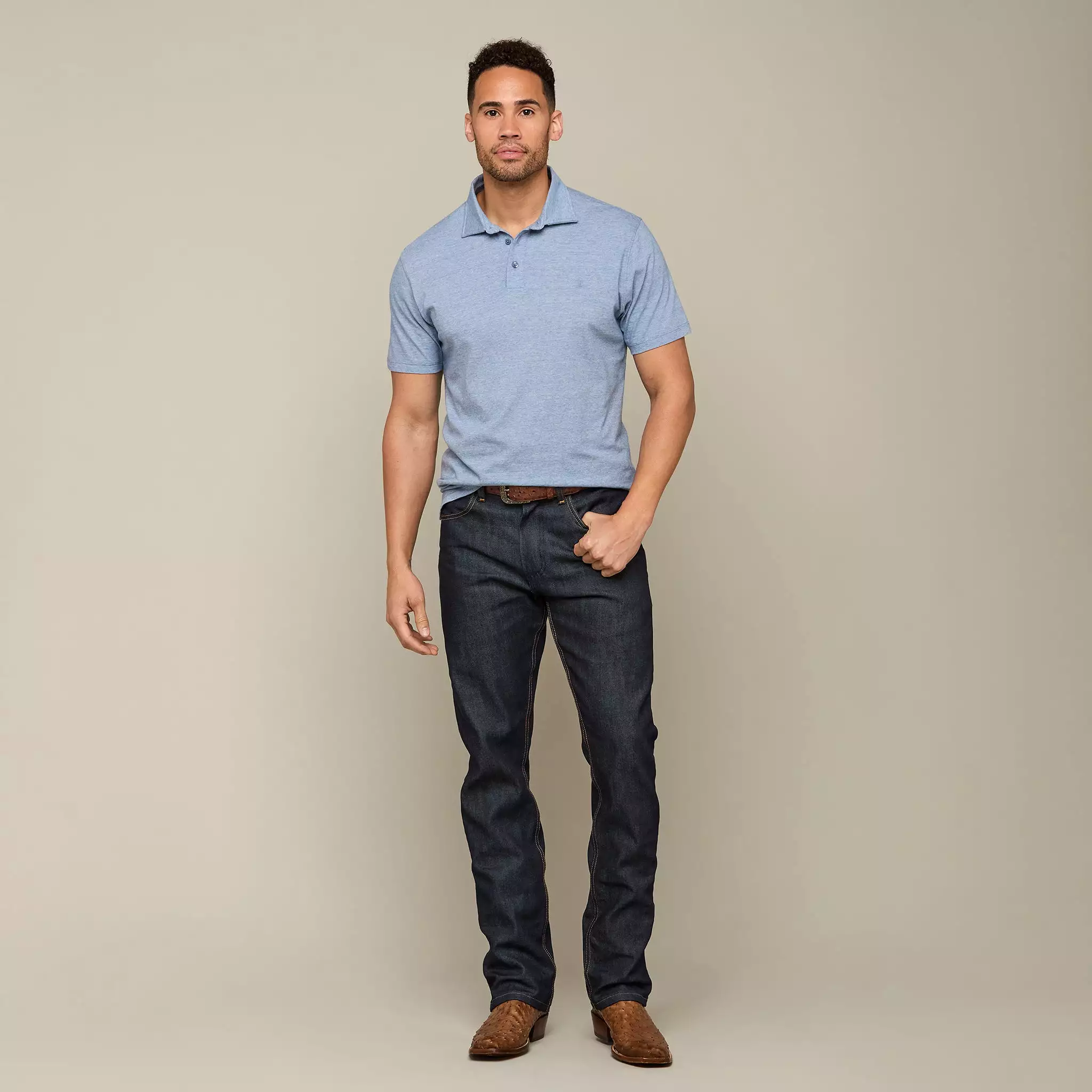 Lucchese Pima Cotton Polo :: Blue