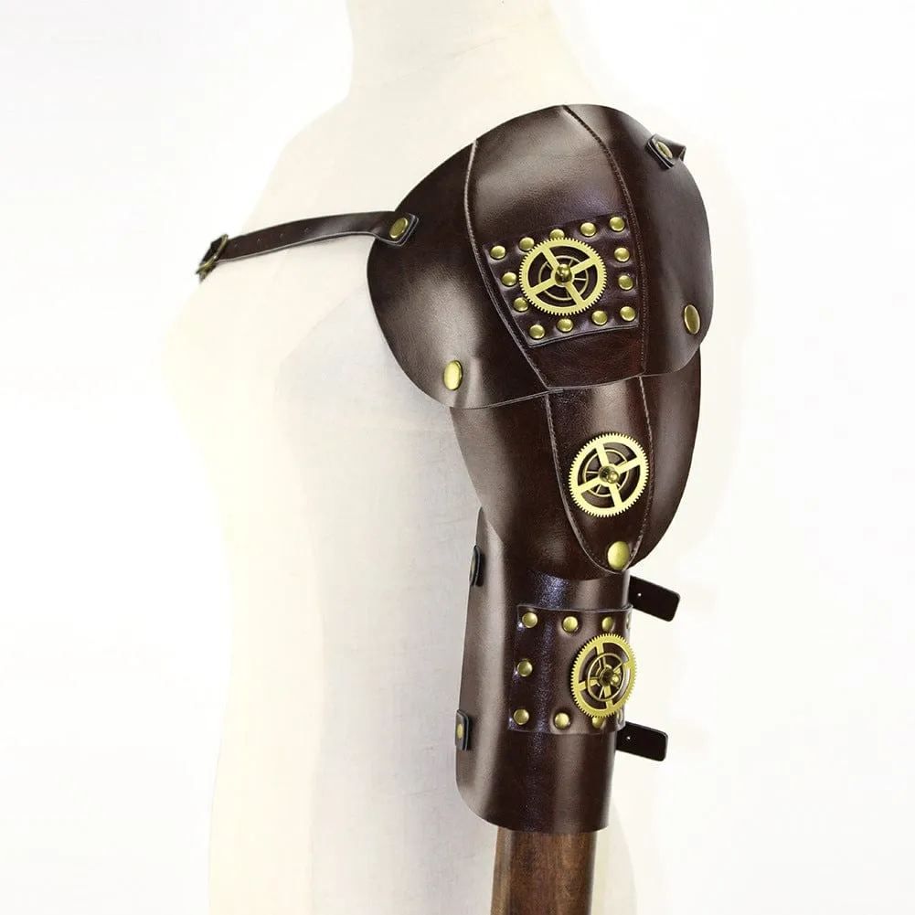 Men's Steampunk Gear Splice Arm Sleeves with Strap