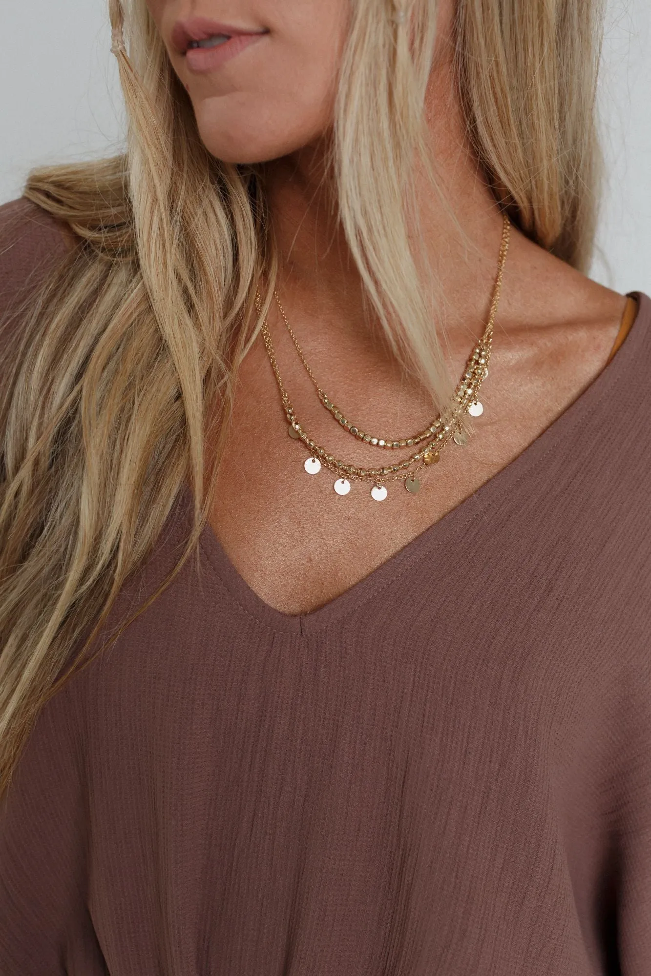 Metallic Charm Necklace - Gold