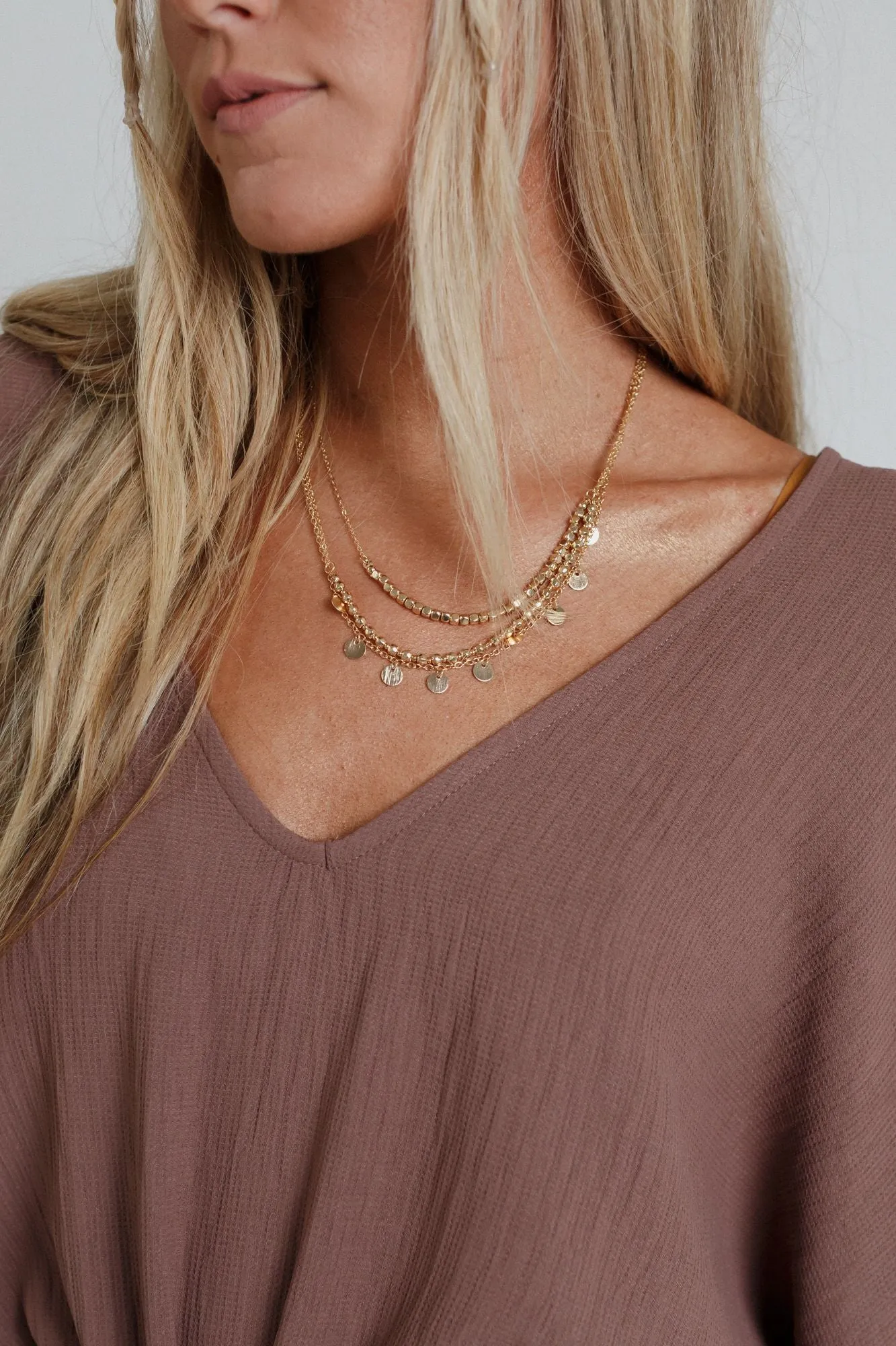 Metallic Charm Necklace - Gold