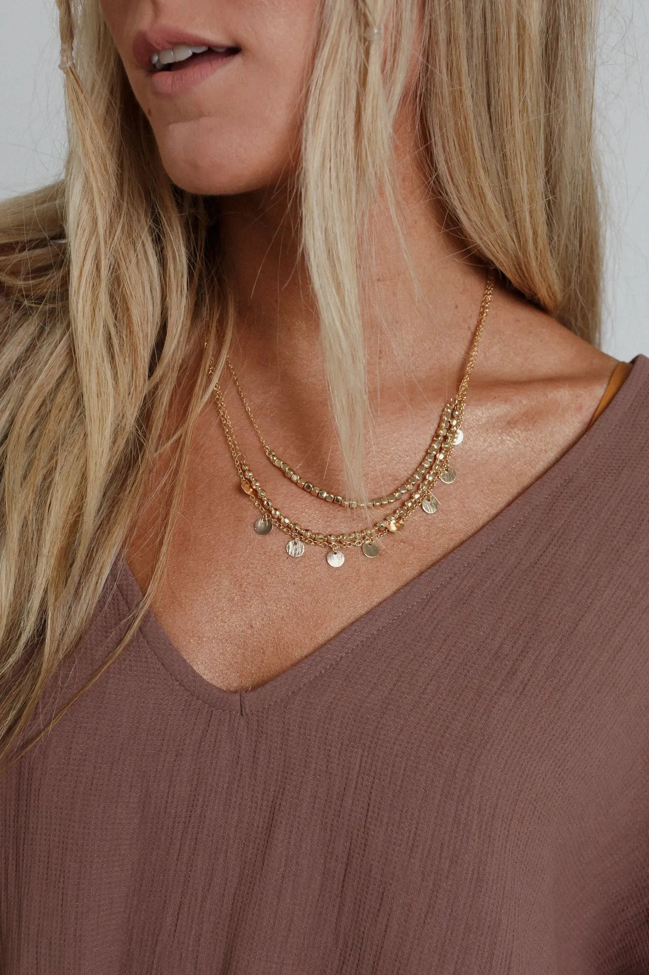 Metallic Charm Necklace - Gold